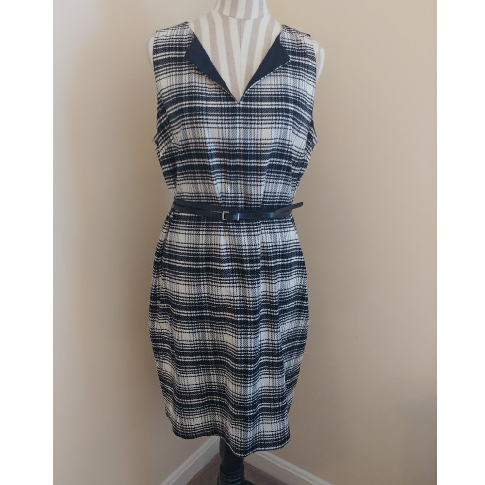 MICHAEL KORS Plaid Slitneck Belted Sheath Dress
